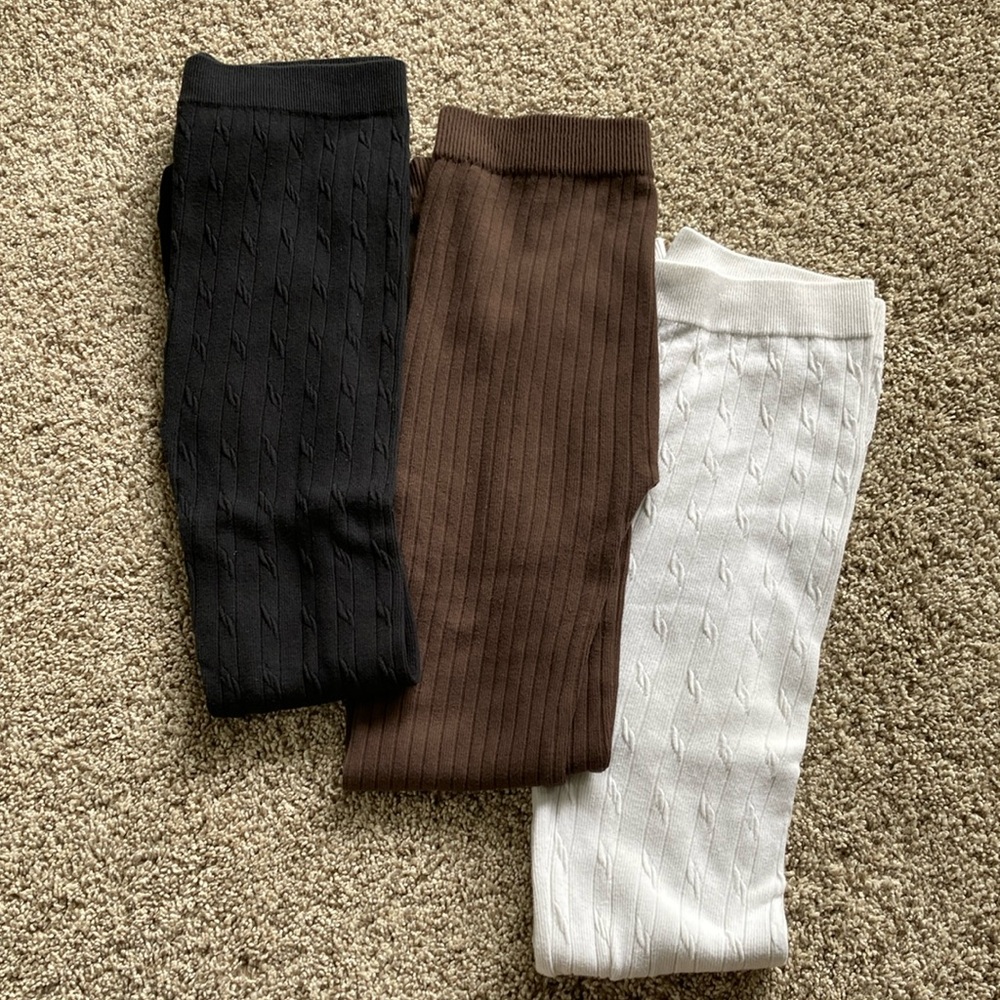 3 pieces quilted leggings, junior large/xl size